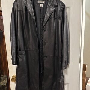 Preston & York Black Leather Long Coat